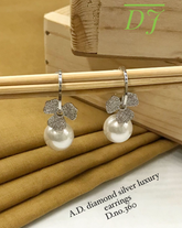 A.D. Diamond Silver Luxury Earrings with Pearl Drop